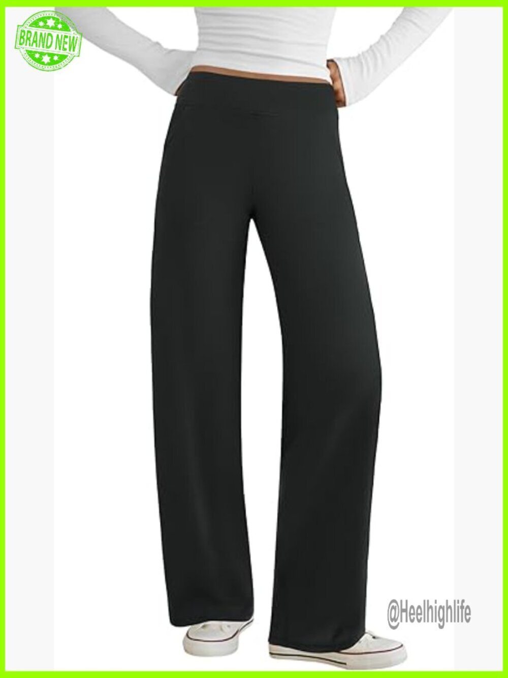 Wide Leg Yoga Pants with Pockets, Stretch Dress Work Pants, Lounge Sweatpants
